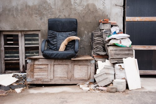 Photograph showing items being sorted for rubbish removal